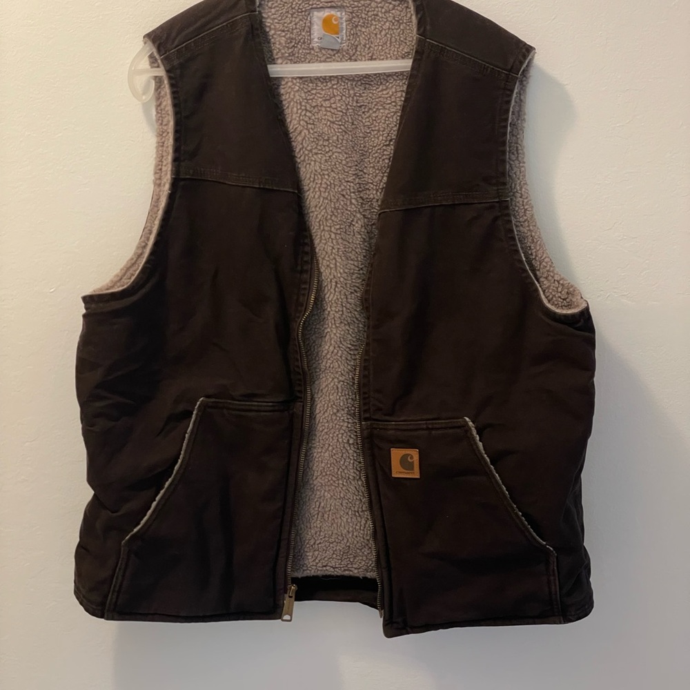Carhartt Brown Sherpa-Lined Work Vest